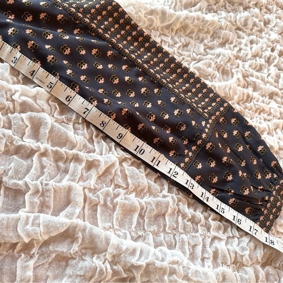 LOFT Boho Floral Peasant Blouse Gray Pink Long Sleeve Top Small - Picture 6 of 8